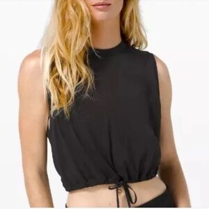 Lululemon Women's Black Pima Cotton Tie Front Sleeveless Crop Top